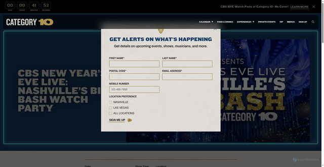 Security scan screenshot of https://www.category10.com/event/new-years-2026/