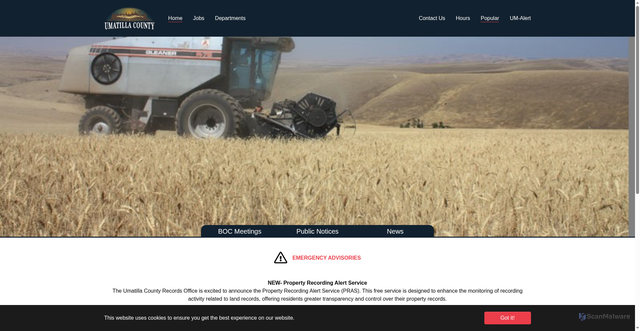 Security scan screenshot of https://umatillacounty.gov/
