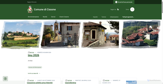 Security scan screenshot of https://www.comune.cissone.cn.it