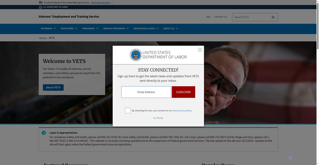 Security scan screenshot of https://www.dol.gov/agencies/vets?utm_source=veterans_gov&utm_medium=redirect&utm_campaign=veterans_gov_redirect