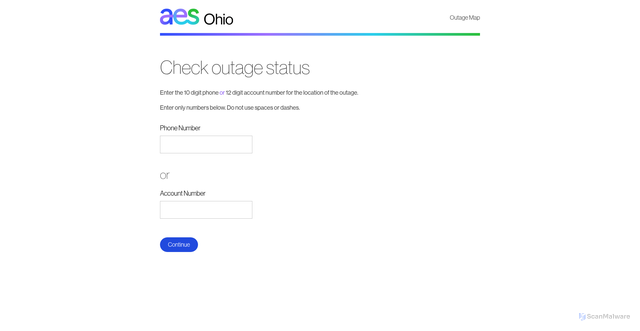 Security scan screenshot of https://myprofile.aes-ohio.com/WebOutage/Default.aspx?t=CO