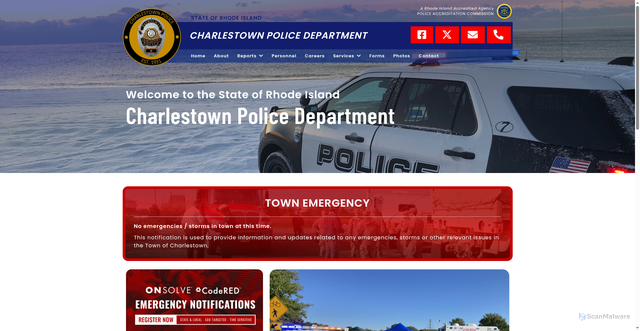 Security scan screenshot of https://charlestownpoliceri.gov/