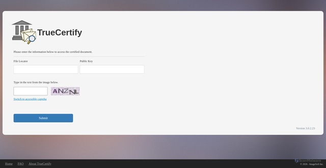 Security scan screenshot of https://eservices.truecertify.com