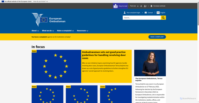 Security scan screenshot of http://www.ombudsman.europa.eu