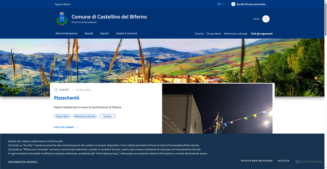 Security scan screenshot of https://www.comune.castellinodelbiferno.cb.it/