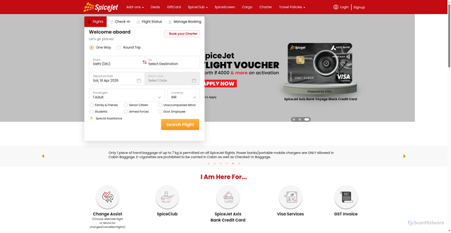 Security scan screenshot of https://spicejet.com