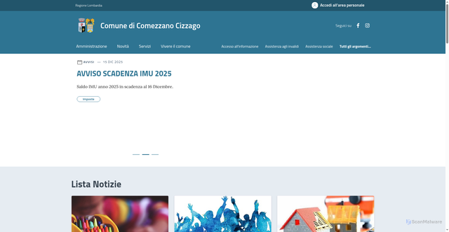 Security scan screenshot of https://comune.comezzanocizzago.bs.it/
