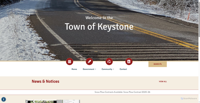 Security scan screenshot of https://townofkeystonewi.gov/