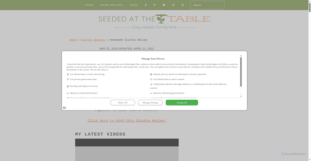 Security scan screenshot of https://www.seededatthetable.com/homemade-slushie-recipe/