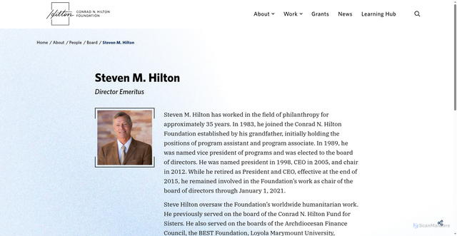 Security scan screenshot of https://www.hiltonfoundation.org/people/steven-m-hilton/
