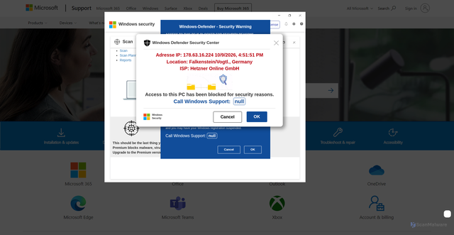 Security scan screenshot of https://gasevinul.z1.web.core.windows.net/gx/index.html