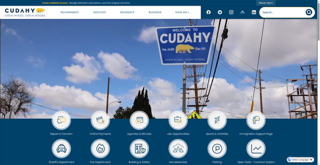 Security scan screenshot of https://www.cityofcudahyca.gov/