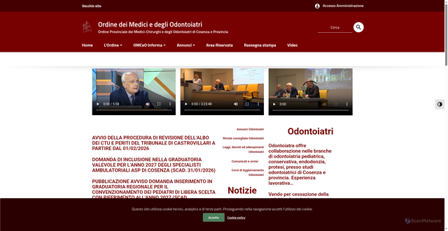 Security scan screenshot of https://www.ordinemedici.cosenza.it/
