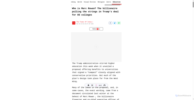 Security scan screenshot of https://www.newspointapp.com/english/education/who-is-marc-rowan-the-billionaire-pulling-the-strings-in-trumps-deal-for-us-colleges-toi/articleshow/14504820a34e8c6015480ae6445447820a1fb394