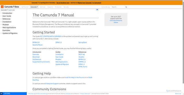 Security scan screenshot of https://stage.docs.camunda.org