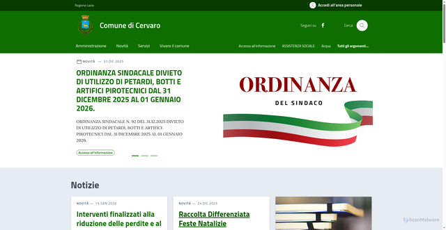 Security scan screenshot of https://comune.cervaro.fr.it/