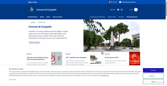 Security scan screenshot of https://comune.carapelle.fg.it/