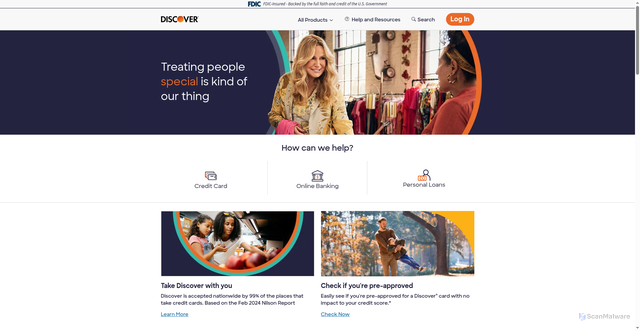 Security scan screenshot of https://discover.com