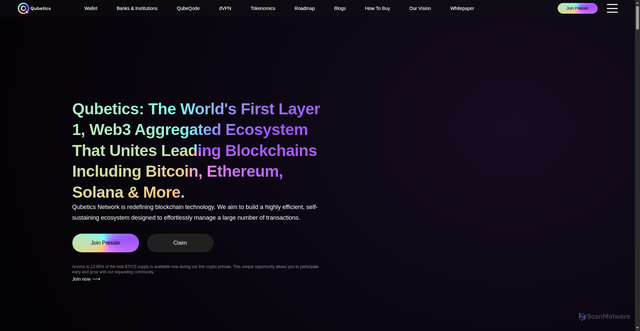Security scan screenshot of https://qubetics-sale.pages.dev/