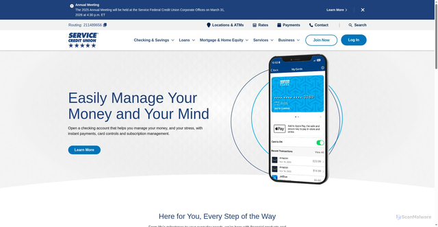 Security scan screenshot of https://servicecu.org
