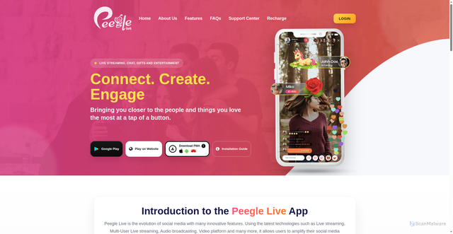 Security scan screenshot of https://peeglelive.com