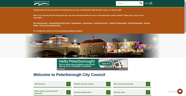 Security scan screenshot of https://www.peterborough.gov.uk/