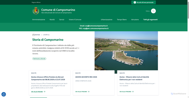 Security scan screenshot of https://www.comune.campomarino.cb.it