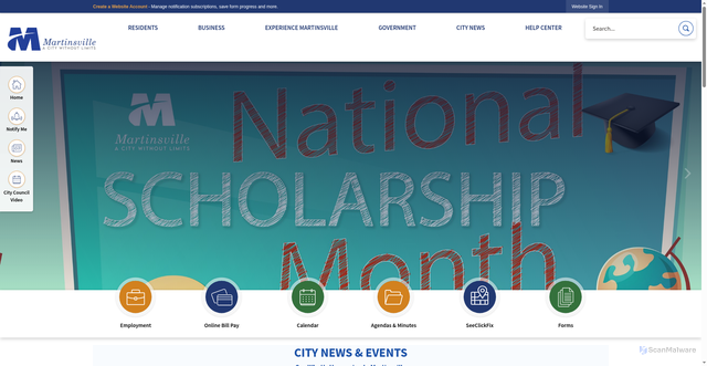 Security scan screenshot of https://martinsville-va.gov/