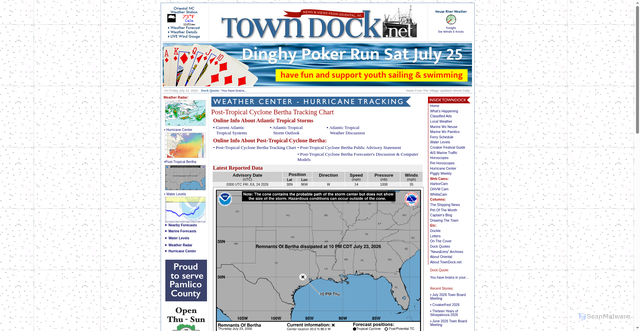 Security scan screenshot of https://towndock.net/weather/tropical-system-2