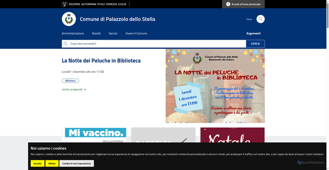 Security scan screenshot of https://www.comune.palazzolodellostella.ud.it/