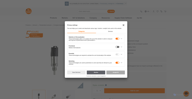 Security scan screenshot of https://www.ifm.com/us/en/product/TA4105?srsltid=AU7gw4XVqWPhPPS6Uhbjw_uP5alkJJf3ho5jK7U15BnKMr-KbsnX4VXv