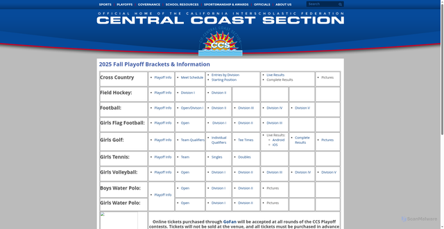 Security scan screenshot of https://cifccs.org/Playoffs/fall_playoff_brackets_-_info