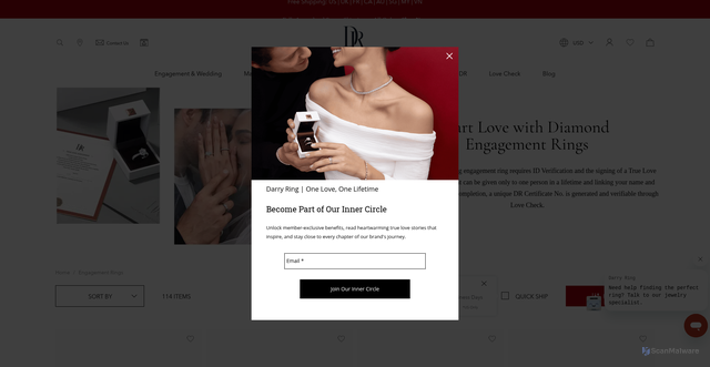 Security scan screenshot of https://us.darryring.com/engagement-rings/shop?srsltid=AfmBOopa5N9MUNtZpjbWx0VNIiAr71CY3vj_Q0mogwjqFE8t41a5wjLG