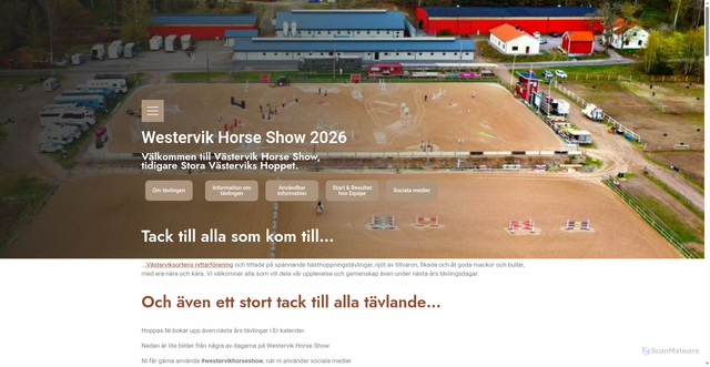 Security scan screenshot of https://westervikhorseshow.se