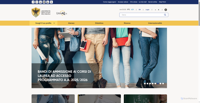 Security scan screenshot of https://www.univaq.it/
