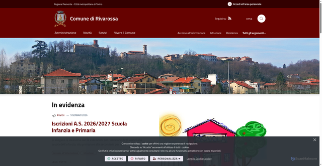 Security scan screenshot of https://www.comune.rivarossa.to.it/it-it/home