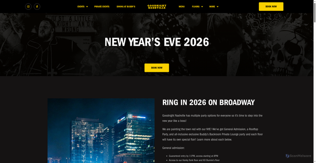 Security scan screenshot of https://goodnightnashville.com/new-years-eve/