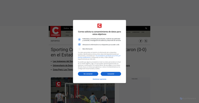Security scan screenshot of https://diariocorreo.pe/deportes/sporting-cristal-vs-alianza-lima-en-el-estadio-nacional-torneo-clausura-noticia/