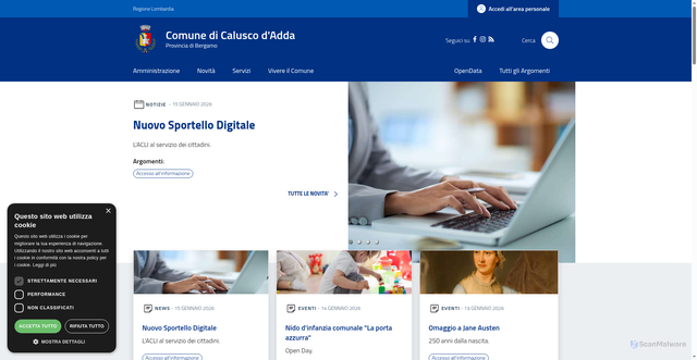 Security scan screenshot of https://www.comune.caluscodadda.bg.it/