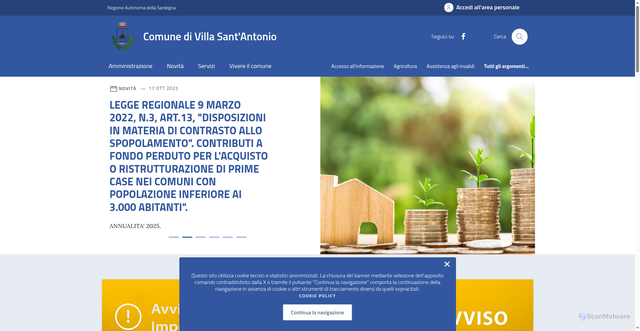 Security scan screenshot of https://comune.villasantantonio.or.it/