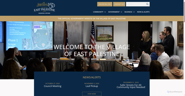Security scan screenshot of https://eastpalestine-oh.gov/