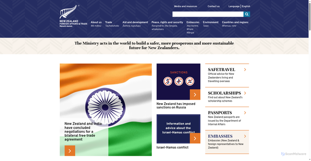 Security scan screenshot of https://www.mfat.govt.nz/