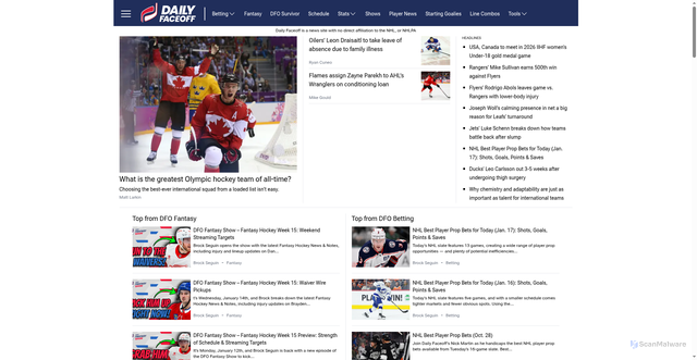 Security scan screenshot of https://dailyfaceoff.com