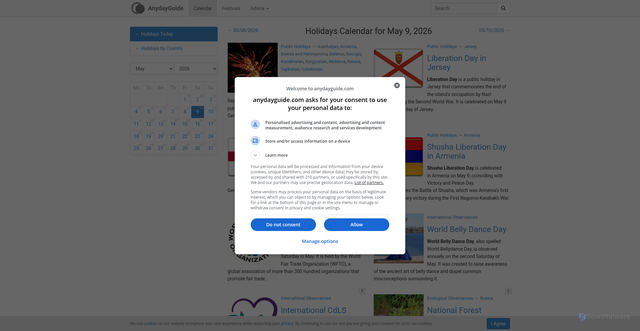 Security scan screenshot of https://anydayguide.com