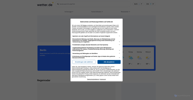 Security scan screenshot of https://wetter.de