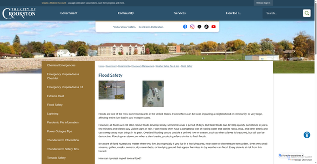 Security scan screenshot of https://www.crookston.mn.us/199/Flood-Safety