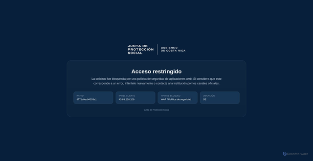 Security scan screenshot of https://jpsenlinea.go.cr