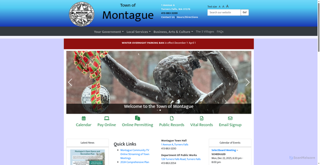 Security scan screenshot of https://montague-ma.gov/
