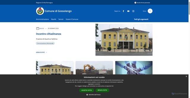 Security scan screenshot of https://www.comune.gossolengo.pc.it/it