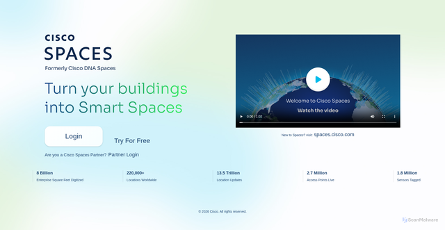 Security scan screenshot of https://splash.dnaspaces.eu